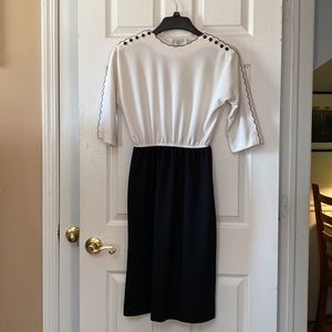 VTG Noir Black + White ColorBlock Dress